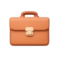 Front-facing briefcase 3D icon for business, office, and professional UI design