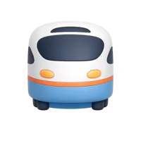 Front-facing bullet train 3D icon for travel, railway, and transport UI design