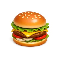 Burger isometric 3D icon for food menus, restaurant apps, and fast food branding