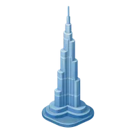 3D isometric icon of Burj Khalifa