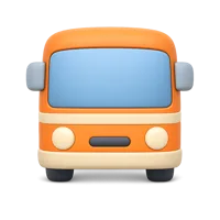 Front-facing bus 3D icon for transport, travel, and public transit UI design