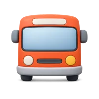 Front-facing 3D bus icon for public transport, travel, and transit UI design