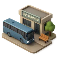 3D isometric icon of Bus Terminal