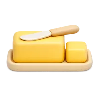 Butter front-facing 3D icon for food, grocery, and kitchen UI design