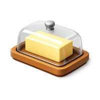 Isometric 3D butter dish icon for kitchen, dining, and food storage designs