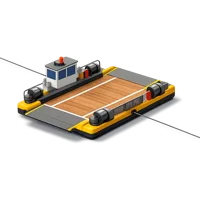 Cable ferry isometric 3D icon for river crossing, water transport, and travel related designs