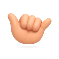 Front-facing Call Me Hand 3D icon with medium skin tone for communication and contact UI design