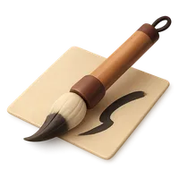 3D isometric icon of Calligraphy Brush