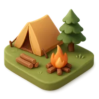 3D isometric icon of Campsite