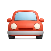 Front-facing car 3D icon for transportation, travel, and automotive UI design