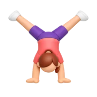 Front-facing 3D icon of a cartwheeling woman with medium skin tone for fitness and activity UI design