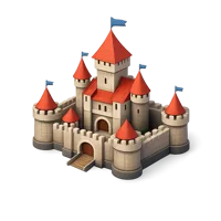 Castle isometric 3D icon for fantasy, history, travel, and landmark themed designs