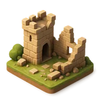 3D isometric icon of Castle Ruins