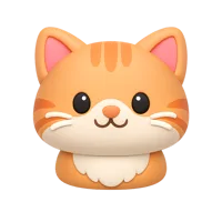 Front-facing cat 3D icon in a premium non-isometric UI style, free to download.