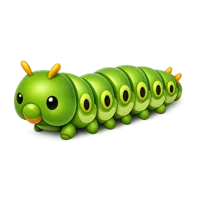 Isometric 3D caterpillar icon for nature, garden, and educational design projects