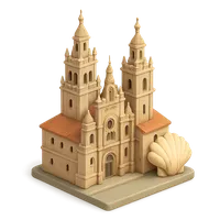 3D isometric icon of Cathedral of Santiago de Compostela