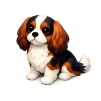 Cavalier Spaniel isometric 3D icon for pet, dog breed, and veterinary design use