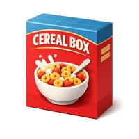 Cereal box isometric 3D icon for breakfast, grocery, pantry, and food packaging visuals