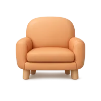 Front-facing chair 3D icon for furniture, home decor, and interior design UI