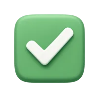 Front-facing check button 3D icon for confirmation, approval, and completed actions in UI design