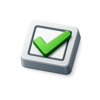 Isometric 3D checkbox icon for UI forms, app interfaces, and web design