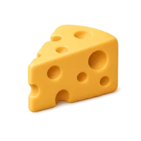 Front-facing cheese wedge 3D icon for food apps, menus, grocery interfaces, and restaurant UI design
