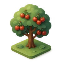 3D isometric icon of Cherry Tree