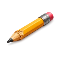 Chewed pencil isometric 3D icon for school, writing, and stationery themed designs