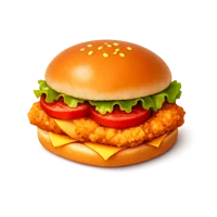 Chicken sandwich isometric 3D icon for food menus, restaurant apps, and fast food branding