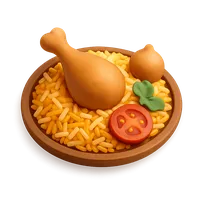 3D isometric icon of Chicken Biryani