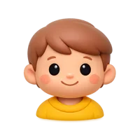 Front-facing child 3D icon with medium-light skin tone for profile, family, and education UI design