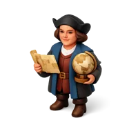 Christopher Columbus isometric 3D icon for history, exploration, education, and travel-themed designs