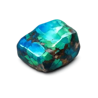 Chrysocolla isometric 3D icon showing a blue-green gemstone mineral specimen.
