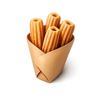 Isometric 3D churros with hot chocolate icon, free dessert illustration for cafe and food design projects