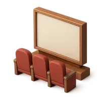 3D isometric icon of Cinema Screen