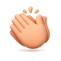 Clapping Hands 3D icon in a premium front-facing style for applause, reactions, and celebration UI designs