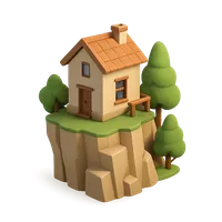 3D isometric icon of Cliffside House