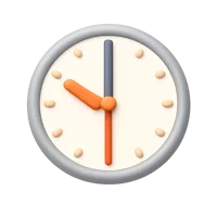 Front-facing 3D clock icon showing twelve o'clock for time, schedule, and reminder UI designs