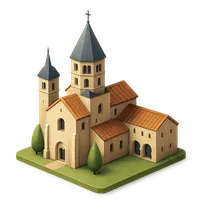 3D isometric icon of Cluny Abbey