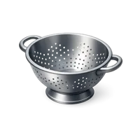 Isometric 3D colander icon for kitchen, cooking, and food preparation designs