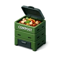 Isometric 3D compost bin icon for gardening, recycling, and sustainable waste management