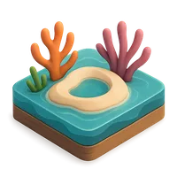 3D isometric icon of Coral atoll