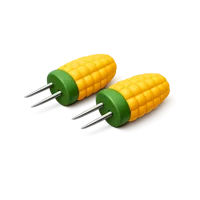 Isometric 3D corn holders icon for kitchen, dining, grilling, and food preparation designs