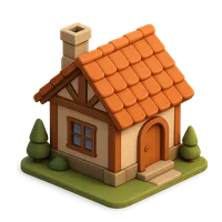 3D isometric icon of Cottage
