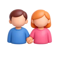 Front-facing 3D icon of a couple holding hands with light skin tone and medium-dark skin tone