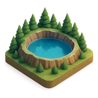 3D isometric icon of Crater Lake