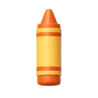 Front-facing crayon 3D icon in a premium non-isometric style for education, drawing, and creative UI design.
