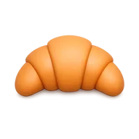 Front-facing croissant 3D icon for bakery, breakfast, and food UI design