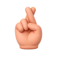 Front-facing crossed fingers hand gesture 3D icon with medium skin tone, symbolizing luck, hope, and wishes.