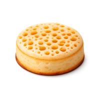 Crumpet isometric 3D icon, free download for breakfast, bakery, and food themed design projects.